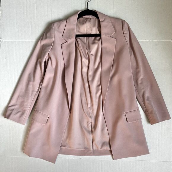 All Saints Pink Aleida Lightweight Tri Blazer Open Front Jacket Women’s Size 2 - Picture 3 of 13